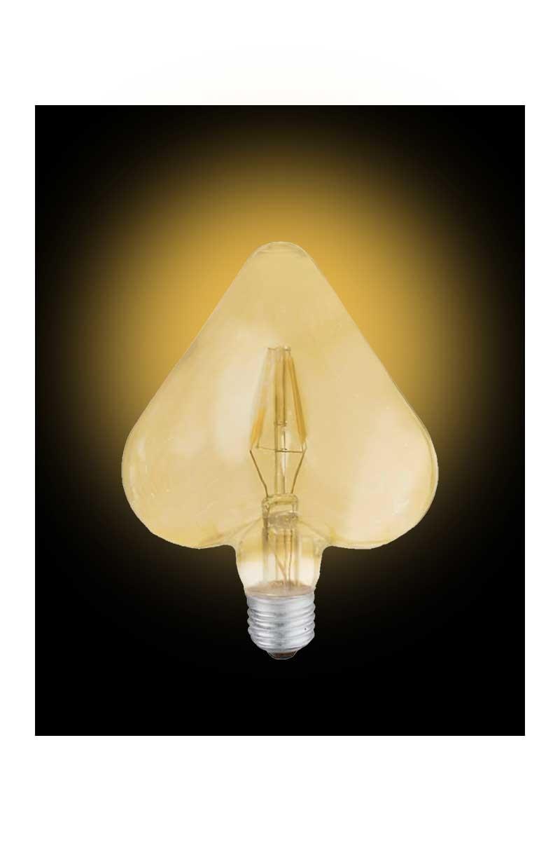Global K2 KES635 6W E27 2700K Sarı Dimlenebilir Kalp Led Flamanlı Rustik Ampul