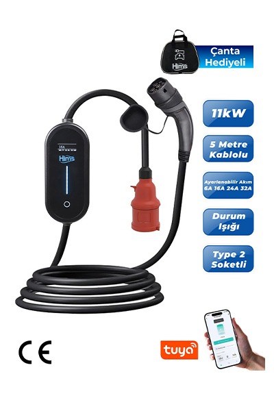 P181985Hims HCTK-11-PS 11kW Ev Tipi Taşınabilir Elektrikli Araç Şarj CihazıHims HCTK-11-PS 11kW Ev Tipi Taşınabilir Elektrikli Araç{ubercoelektromarket}
