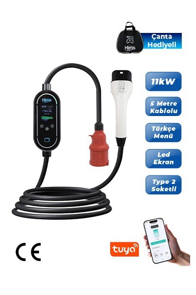 HIMS HCTK-11-PS-SHims HCTK-11-PS-S 11kW Akıllı Taşınabilir Araç Şarj CihazıHims HCTK-11-PS-S 11kW Akıllı Taşınabilir Araç Şarj Cihazı{ubercoelektromarket}