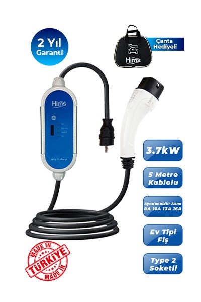 P181670Hims HCTK-G-3 3.7kW Ev Tipi Taşınabilir Elektrikli Araç Şarj CihazıHims HCTK-G-3 3.7kW Ev Tipi Taşınabilir Elektrikli Araç{ubercoelektromarket}