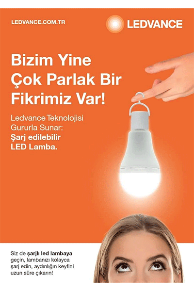 Ledvance 8W/865 A60 E27 Şarj Edilebilir Beyaz Işıklı Profosyonel Led Ampul