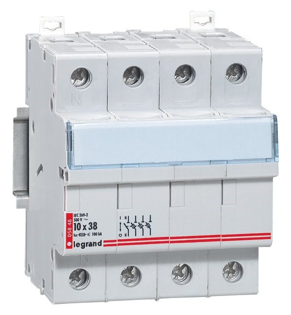 LEGRAND 005848Legrand Kartuş sigorta yuvası 3P+N (10X38 kartuşlar için)Legrand 3 Kutup + Nötr{ubercoelektromarket}