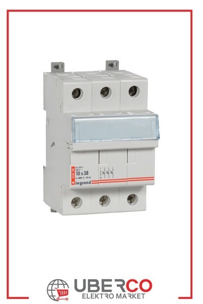 LEGRAND 005838Legrand Kartuş sigorta yuvası 3P (10X38 kartuşlar için)Legrand 3 Kutup{ubercoelektromarket}