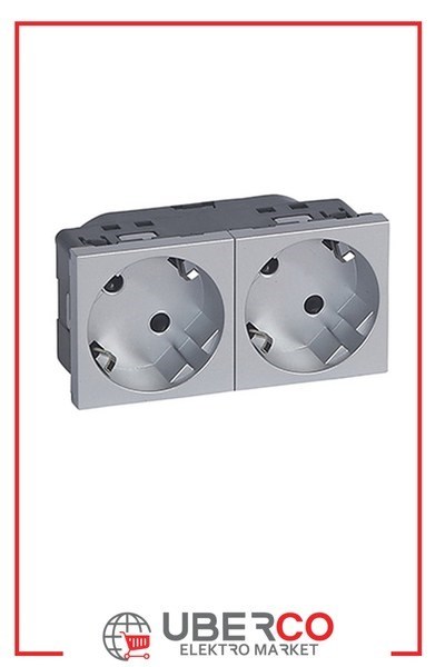 LEGRAND 079282Legrand Alman STD. 45º Açılı Otomatik Bağlantılı Topraklı Prizler - 2x45° açılı - AlüminyumLegrand Alman STD. 45º Açılı Otomatik Bağlantılı Topraklı{ubercoelektromarket}