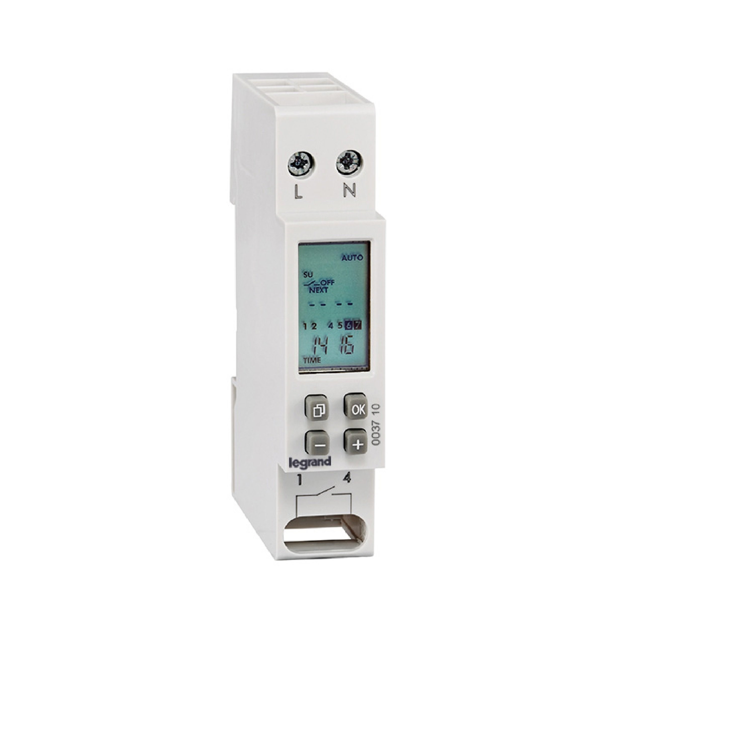 LEGRAND 003710Legrand Dijital zaman saati haftalık 230V AC 1NA 1 modülLegrand Dijital zaman saati haftalık 230V AC 1NA 1 modül{ubercoelektromarket}