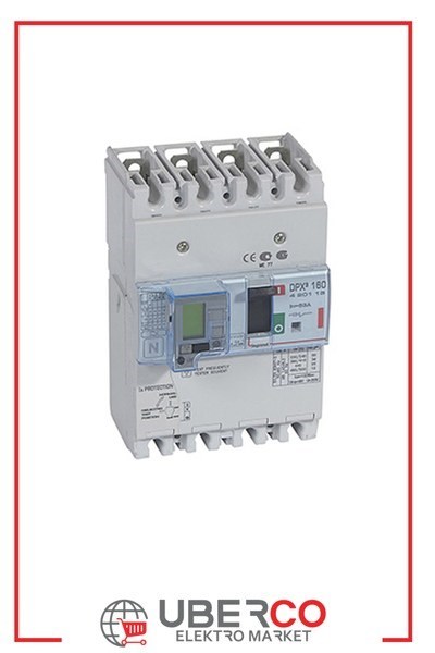 LEGRAND 420113Legrand DPX3 160 Kompakt Şalter - Termik manyetik - 4 kutup - Entegre kaçak akım modüllü - Icu(kA) 36 - In(A) 63Legrand DPX3 160 Kompakt Şalter - Termik manyetik - 4 kutup{ubercoelektromarket}