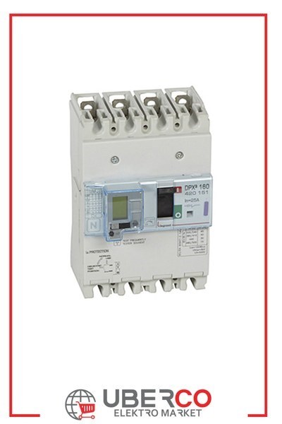 LEGRAND 420151Legrand DPX3 160 Kompakt Şalter - Termik manyetik - 4 kutup - Entegre kaçak akım modüllü - Icu(kA) 50 - In(A) 25Legrand DPX3 160 Kompakt Şalter - Termik manyetik - 4 kutup{ubercoelektromarket}