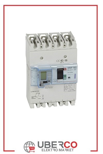 LEGRAND 420155Legrand DPX3 160 Kompakt Şalter - Termik manyetik - 4 kutup - Entegre kaçak akım modüllü - Icu(kA) 50 - In(A) 100Legrand DPX3 160 Kompakt Şalter - Termik manyetik - 4 kutup{ubercoelektromarket}
