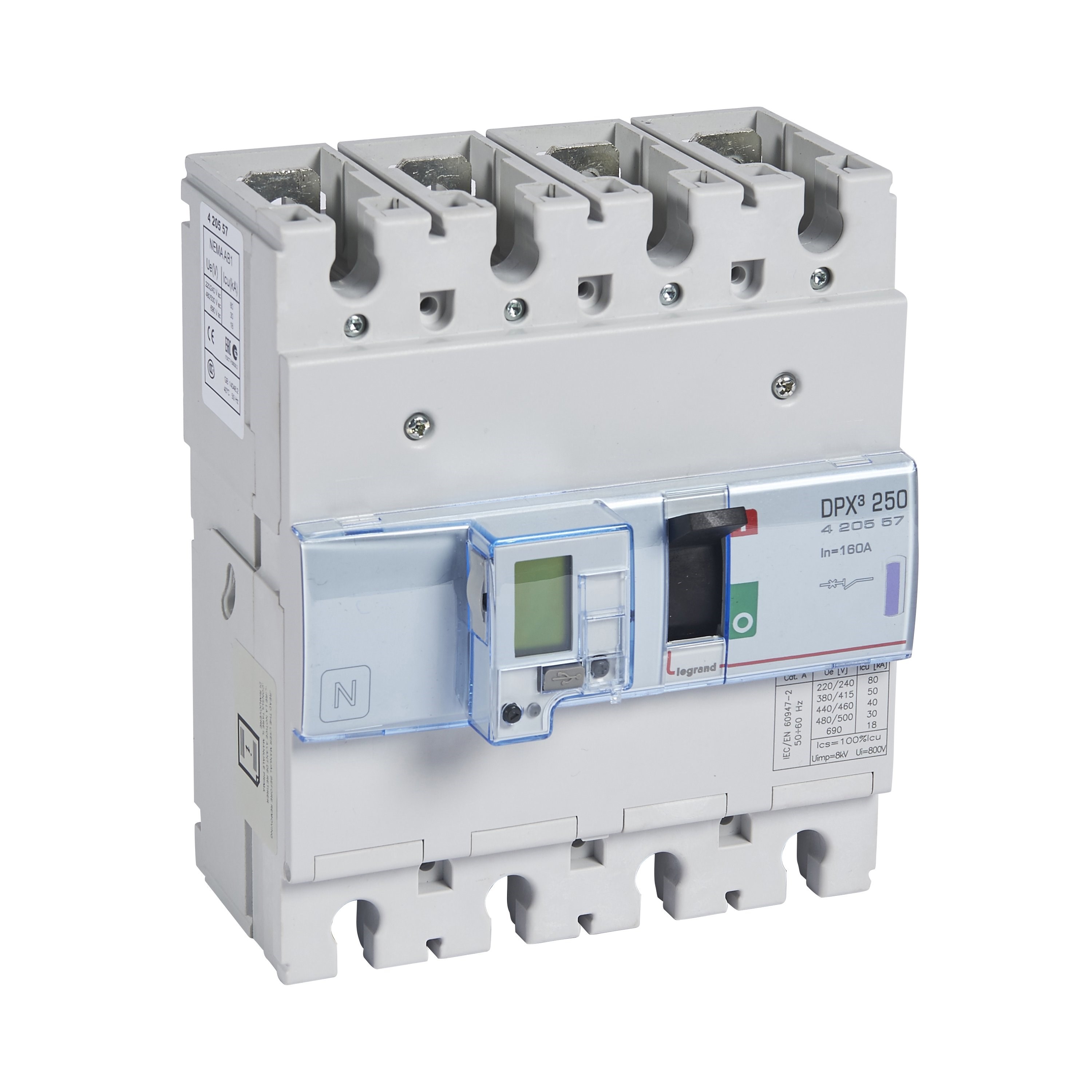 LEGRAND 420557Legrand DPX3 250 Kompakt Şalter - Elektronik (toprak hatasına karşı koruma) - 4 kutup - Icu(kA) 50 - In(A) 160Legrand DPX3 250 Kompakt Şalter - Elektronik (toprak{ubercoelektromarket}
