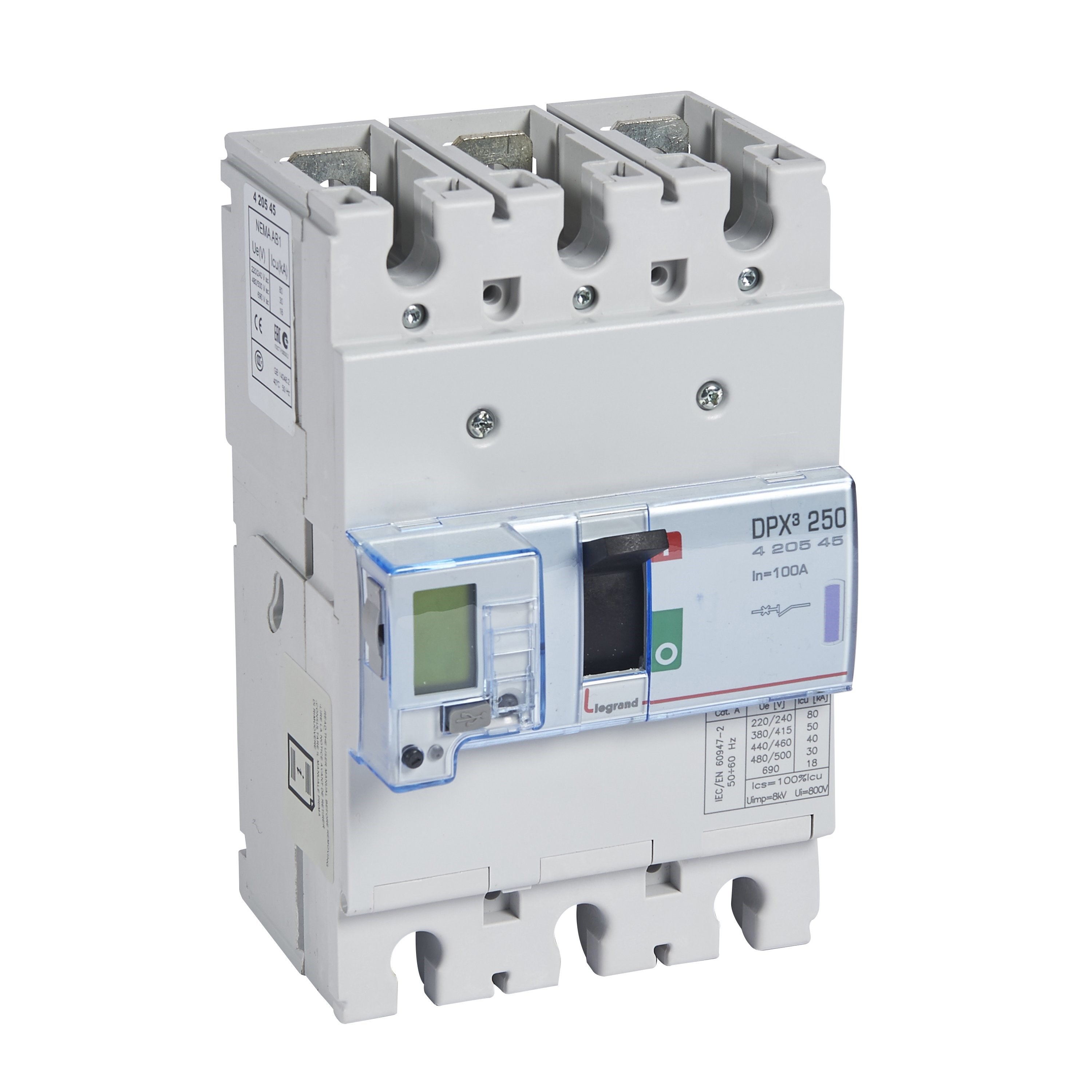 LEGRAND 420545Legrand DPX3 250 Kompakt Şalter - Elektronik (toprak hatasına karşı koruma) - 3 kutup - Icu(kA) 50 - In(A) 100Legrand DPX3 250 Kompakt Şalter - Elektronik (toprak{ubercoelektromarket}