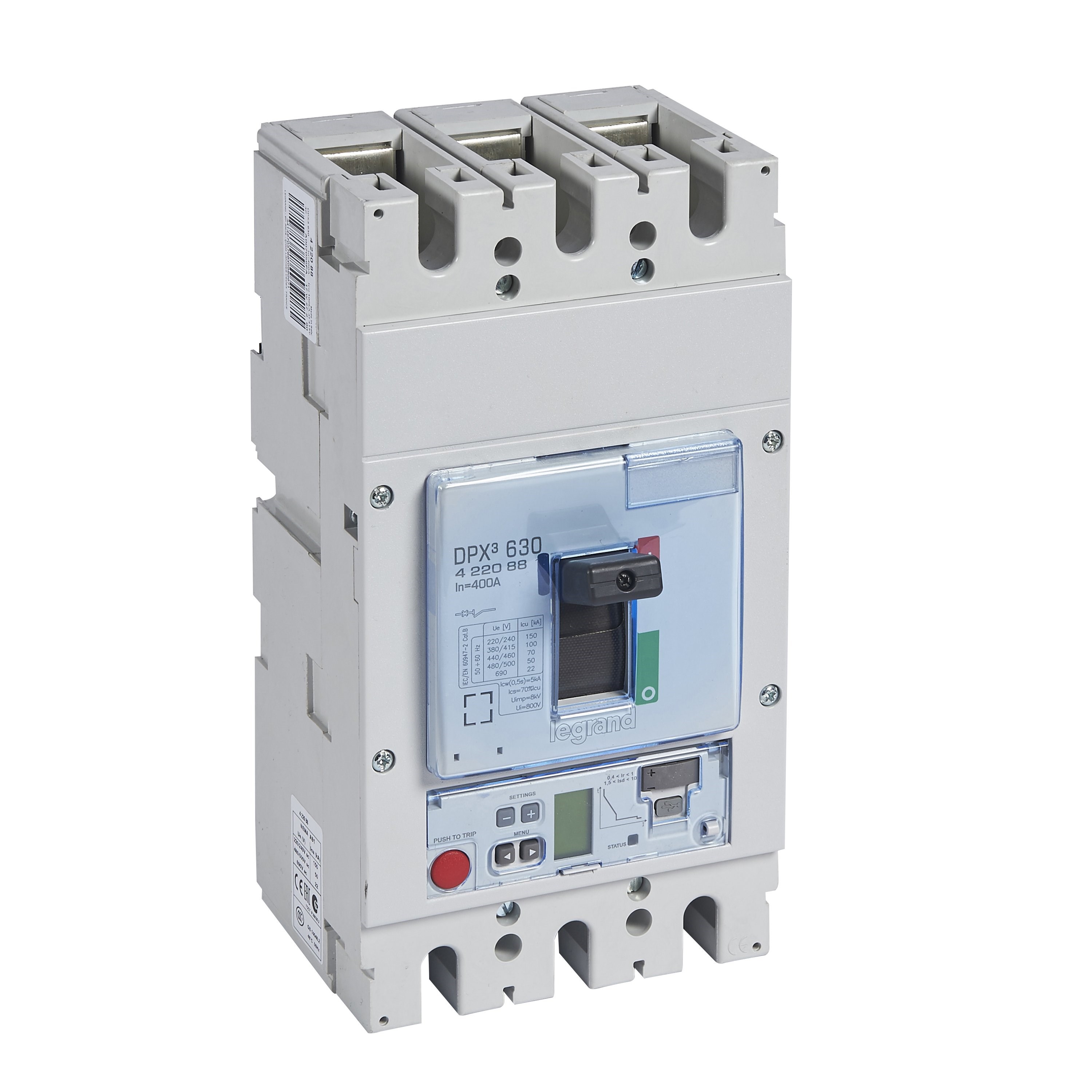 LEGRAND 422088Legrand DPX3 630 Kompakt Şalter - Elektronik S2 Versiyon - 3 kutup - Icu(kA) 100 - In(A) 400Legrand DPX3 630 Kompakt Şalter - Elektronik S2 Versiyon - 3{ubercoelektromarket}