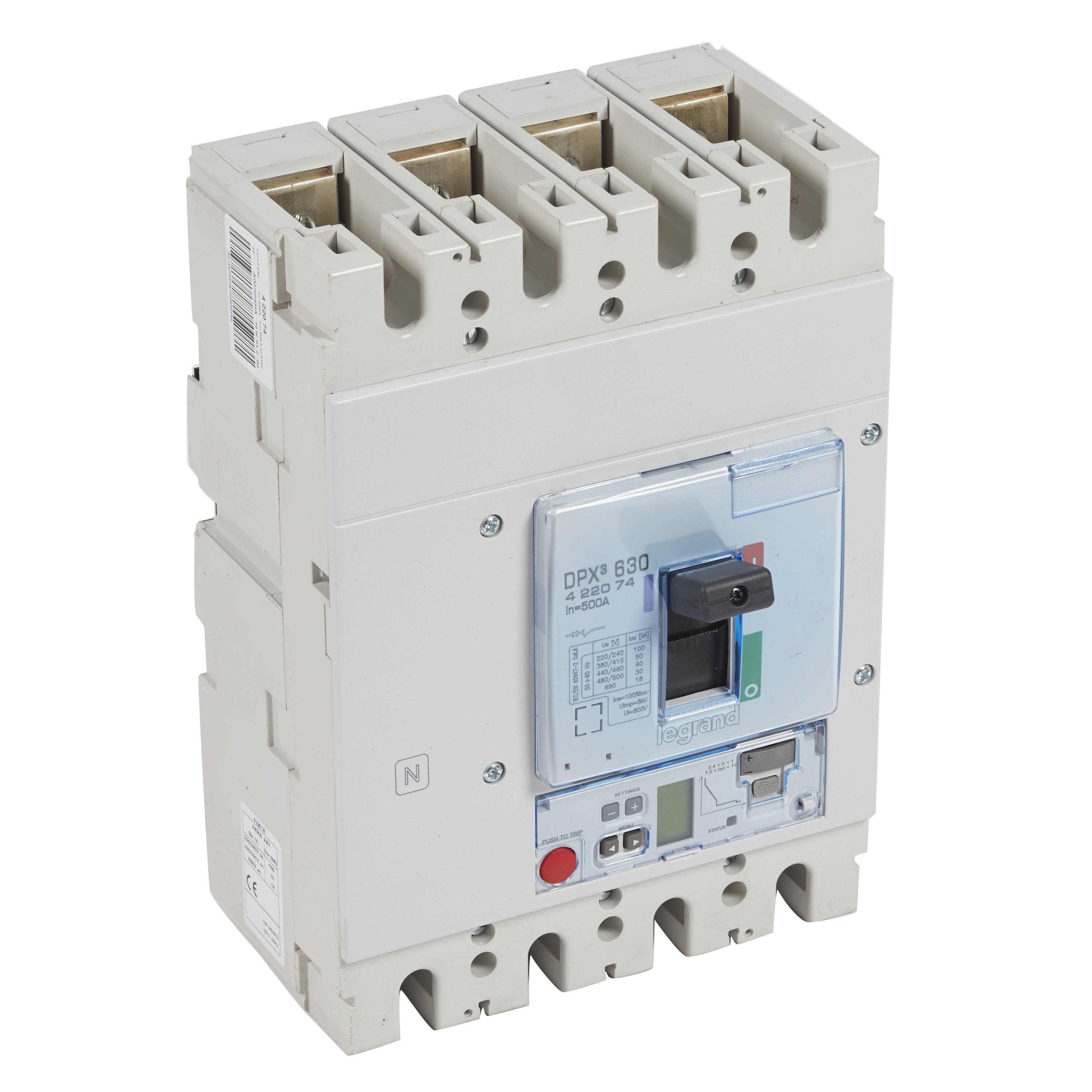 LEGRAND 422074Legrand DPX3 630 Kompakt Şalter - Elektronik S2 Versiyon - 4 kutup - Icu(kA) 50 - In(A) 500Legrand DPX3 630 Kompakt Şalter - Elektronik S2 Versiyon - 4{ubercoelektromarket}