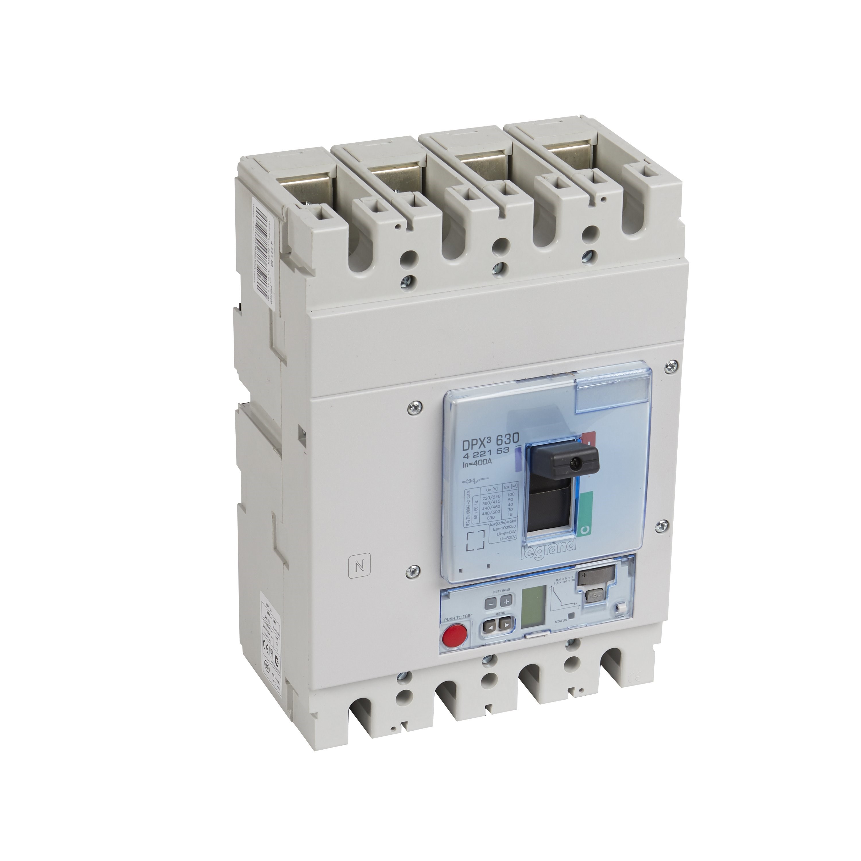 LEGRAND 422153Legrand DPX3 630 Kompakt Şalter - Elektronik Sg Versiyon - 4 kutup - Icu(kA) 50 - In(A) 400Legrand DPX3 630 Kompakt Şalter - Elektronik Sg Versiyon - 4{ubercoelektromarket}