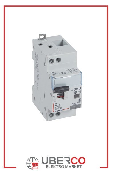 LEGRAND 410795Legrand DX3 Kaçak Akım Korumalı Otomatik Sigorta - AC tipi - C Tipi - Hassasiyet 30 mA - 1 kutup + nötr - In(A) 25Legrand DX3 Kaçak Akım Korumalı Otomatik Sigorta - AC tipi{ubercoelektromarket}
