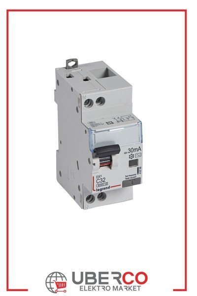 LEGRAND 410796Legrand DX3 Kaçak Akım Korumalı Otomatik Sigorta - AC tipi - C Tipi - Hassasiyet 30 mA - 1 kutup + nötr - In(A) 32Legrand DX3 Kaçak Akım Korumalı Otomatik Sigorta - AC tipi{ubercoelektromarket}