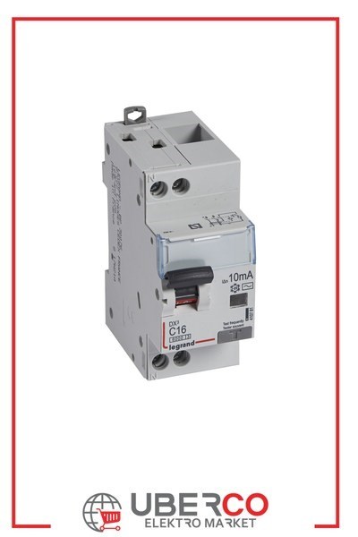 LEGRAND 410781Legrand DX3 Kaçak Akım Korumalı Otomatik Sigorta - AC tipi - C Tipi - Hassasiyet 10 mA - 1 kutup + nötr - In(A) 16Legrand DX3 Kaçak Akım Korumalı Otomatik Sigorta - AC tipi{ubercoelektromarket}
