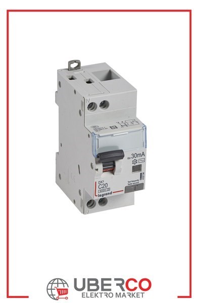 LEGRAND 410794Legrand DX3 Kaçak Akım Korumalı Otomatik Sigorta - AC tipi - C Tipi - Hassasiyet 30 mA - 1 kutup + nötr - In(A) 20Legrand DX3 Kaçak Akım Korumalı Otomatik Sigorta - AC tipi{ubercoelektromarket}