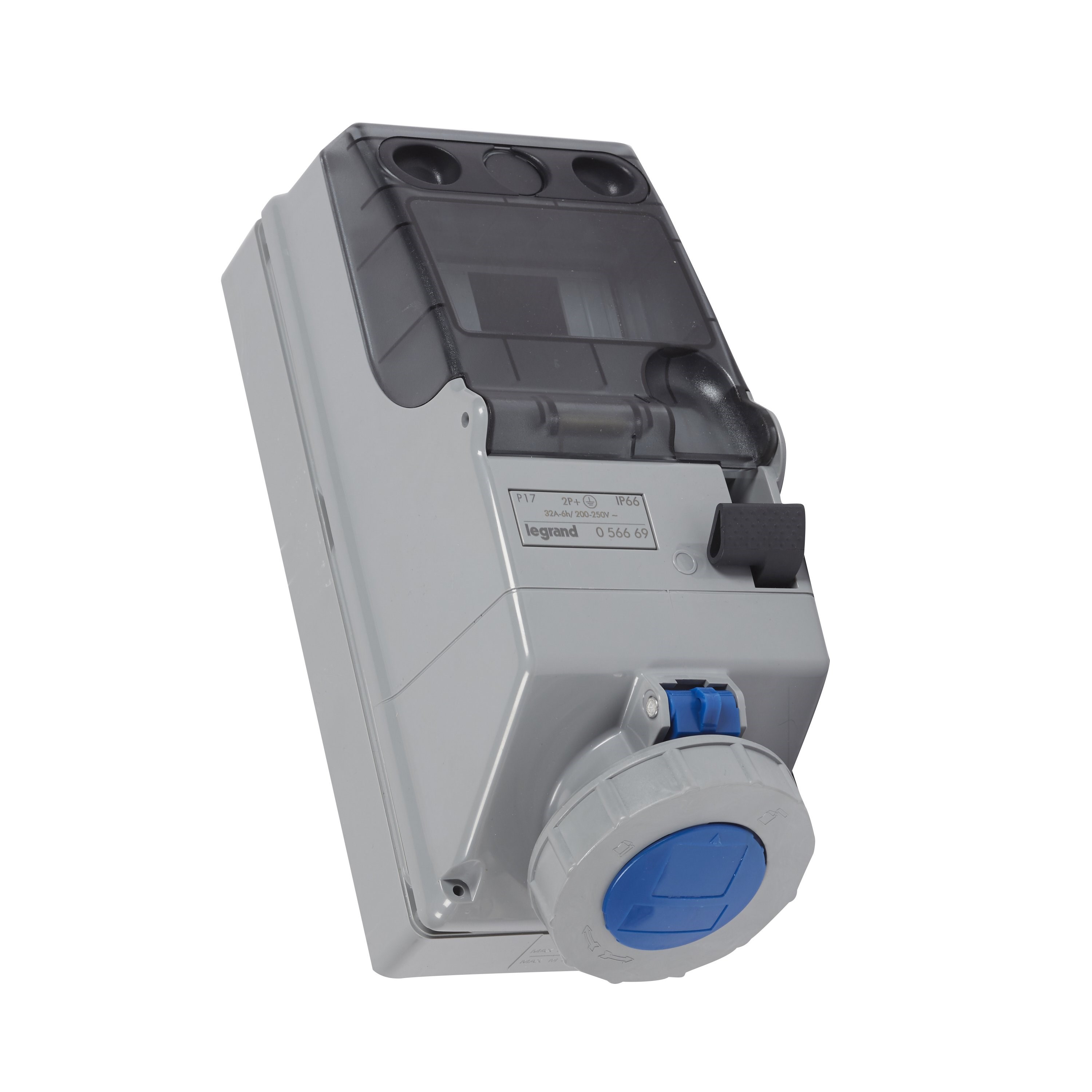 LEGRAND 056669Legrand P17 endüstriyel tip kilitli priz kutusu 200/250V 32A 2P+T IP66Legrand Kilitli priz kutusu 125x280, 230 V, 32A, 2P+T - IP66{ubercoelektromarket}