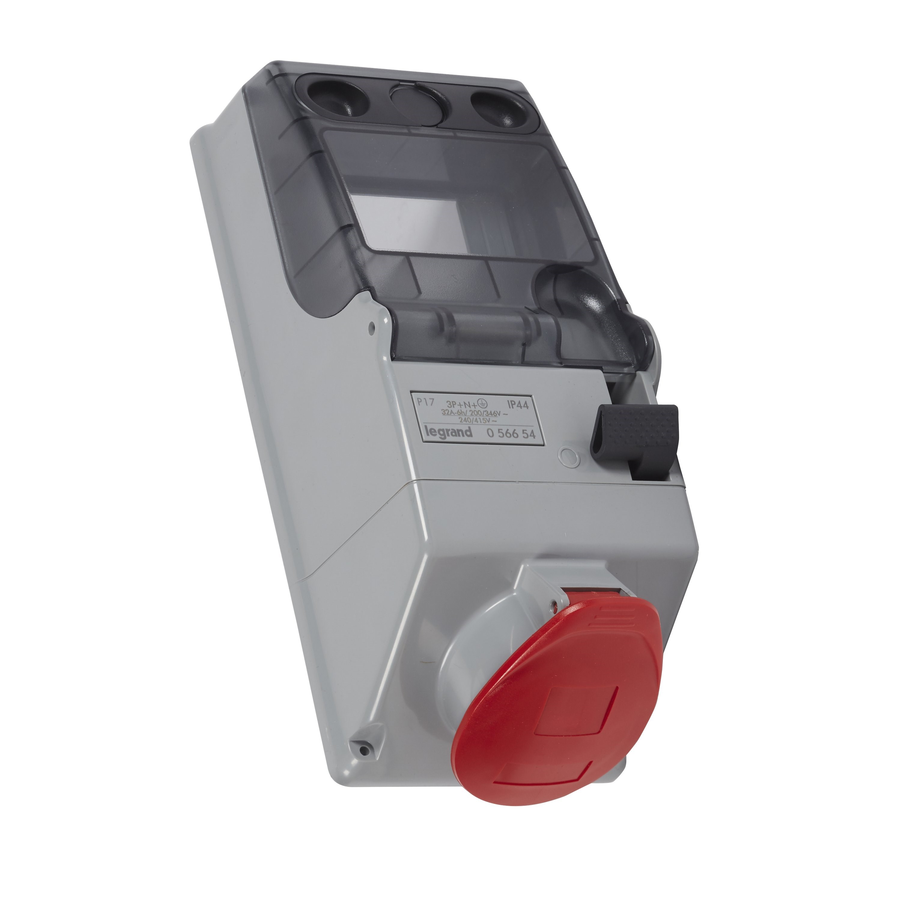 LEGRAND 056654Legrand P17 endüstriyel tip kilitli priz kutusu 200/250V 32A 3P+N+T IP44Legrand Kilitli priz kutusu 125x280, 400 V, 32A, 3P+N+T{ubercoelektromarket}