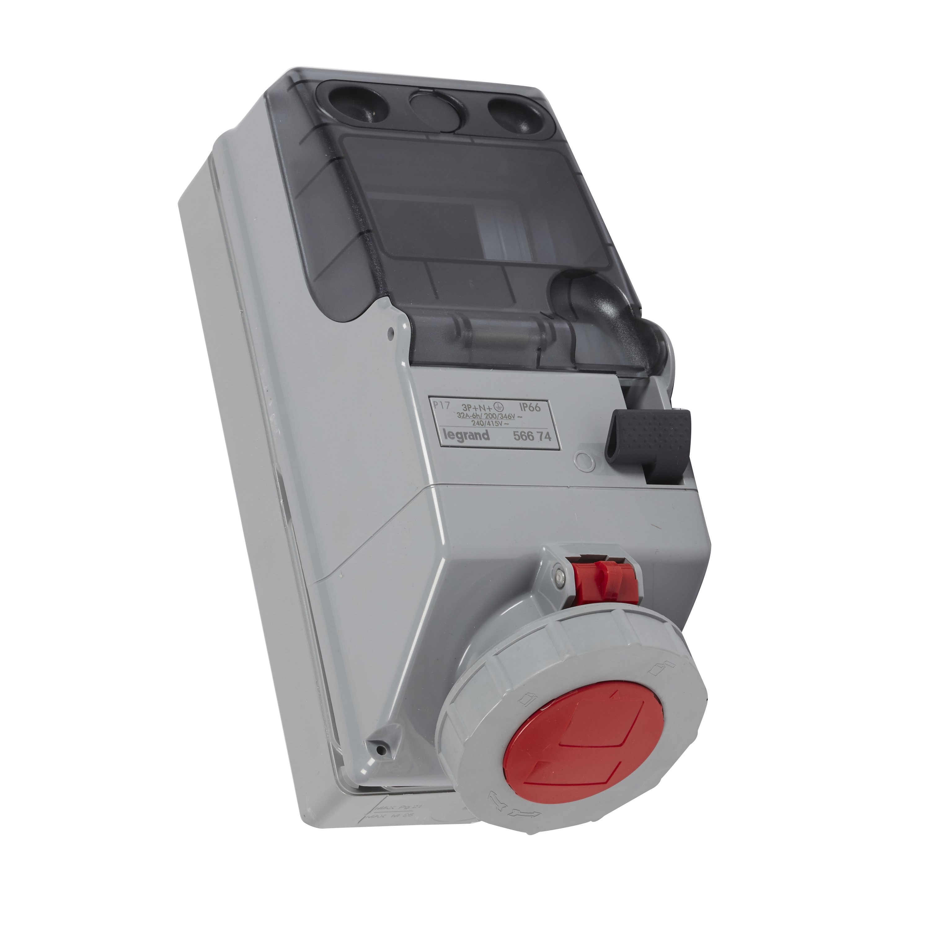 LEGRAND 056674Legrand P17 endüstriyel tip kilitli priz kutusu 200/250V 32A 3P+N+T IP66Legrand Kilitli priz kutusu 125x280, 400 V, 32A, 3P+N+T{ubercoelektromarket}