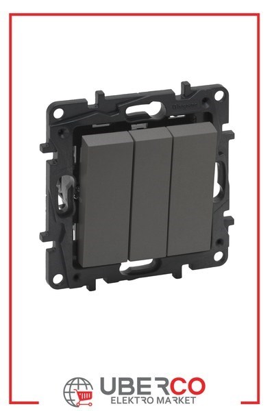 LEGRAND 768803Legrand Kumanda Mekanizmaları - Üçlü anahtar - TitanyumLegrand Kumanda Mekanizmaları - Üçlü anahtar - Titanyum{ubercoelektromarket}
