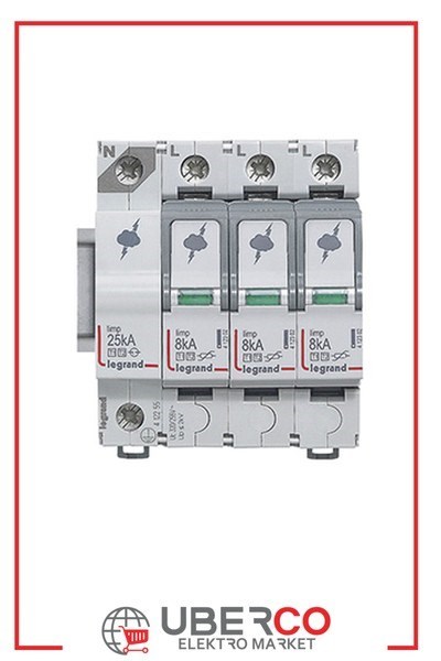 LEGRAND 412255Legrand Parafudr - Ana Dağıtım Pano - T1+T2 - Kutup: 3K+N - I total(kA) 10/350: 25 kA - Up: 1,5kV - Uc: 320V~Legrand Parafudr - Ana Dağıtım Pano - T1+T2 - Kutup: 3K+N{ubercoelektromarket}