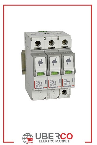LEGRAND 412232Legrand Parafudr - Sayaç Sonrası Kullanım İçin - T2 - Kutup: 3K - Imax(kA) 8/20: 40 kA - Up: 2,1kV - Uc: 440V~ - IT topraklama sistemine uygunLegrand Parafudr - Sayaç Sonrası Kullanım İçin - T2{ubercoelektromarket}