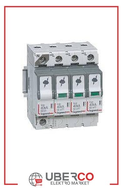 LEGRAND 412245Legrand Parafudr - Sayaç Sonrası Kullanım İçin - T2 - Kutup: 3K+N - Imax(kA) 8/20: 40 kA - Up: 1,7kV - Uc: 320V~Legrand Parafudr - Sayaç Sonrası Kullanım İçin - T2 - Kutup:{ubercoelektromarket}