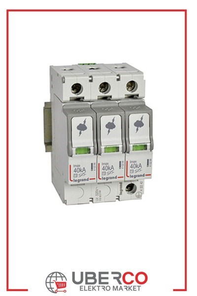 LEGRAND 412242Legrand Parafudr - Sayaç Sonrası Kullanım İçin - T2 - Kutup: 3K - Imax(kA) 8/20: 40 kA - Up: 1,7kV - Uc: 320V~Legrand Parafudr - Sayaç Sonrası Kullanım İçin - T2{ubercoelektromarket}