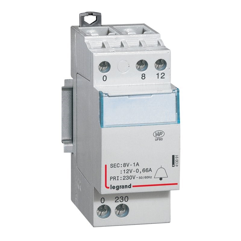 LEGRAND 413091Legrand Raya montaj Etiketli zil trafosu 230/12V-8V AC 2modül Güç 8VALegrand Raya montaj Etiketli zil trafosu 230-12V-8V AC{ubercoelektromarket}