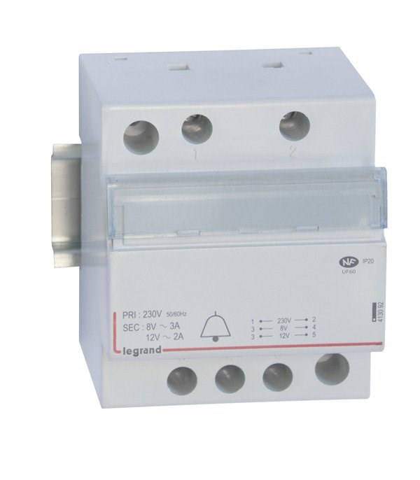 LEGRAND 413092Legrand Raya montaj Etiketli zil trafosu 230/12V-8V AC 2modül Güç 24VALegrand Raya montaj Etiketli zil trafosu 230-12V-8V AC{ubercoelektromarket}
