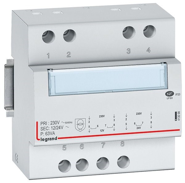 LEGRAND 413098Legrand Raya montaj güvenlik transformatörü 230V giriş 12/24V çıkış Güç 63VALegrand Raya montaj güvenlik transformatörü 230V giriş{ubercoelektromarket}