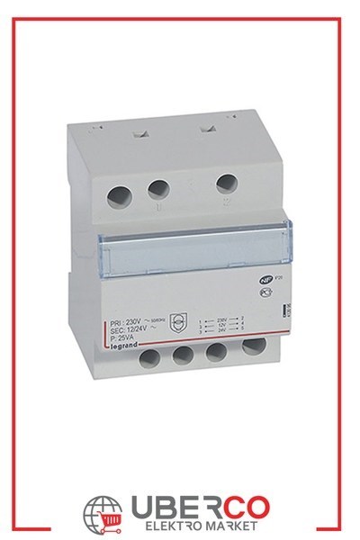 LEGRAND 413096Legrand Raya montaj güvenlik transformatörü 230V giriş 12/24V çıkış Güç 25VALegrand Raya montaj güvenlik transformatörü 230V giriş{ubercoelektromarket}