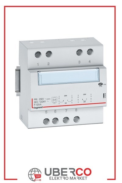 LEGRAND 413098Legrand Raya montaj güvenlik transformatörü 230V giriş 12/24V çıkış Güç 63VALegrand Raya montaj güvenlik transformatörü 230V giriş{ubercoelektromarket}
