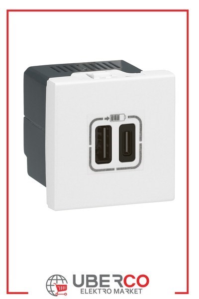 LEGRAND 077592Legrand Sistem Armada - İkili USB Priz, Telefon şarjı için, 5V, 3A, A+C Tipi - BeyazLegrand Sistem Armada - İkili USB Priz, Telefon şarjı için{ubercoelektromarket}