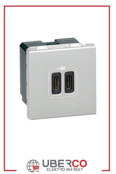 LEGRAND 079390Legrand Sistem Armada - İkili USB Priz, Telefon şarjı için, 5V, 3A, C+C Tipi - AlüminyumLegrand Sistem Armada - İkili USB Priz, Telefon şarjı için{ubercoelektromarket}