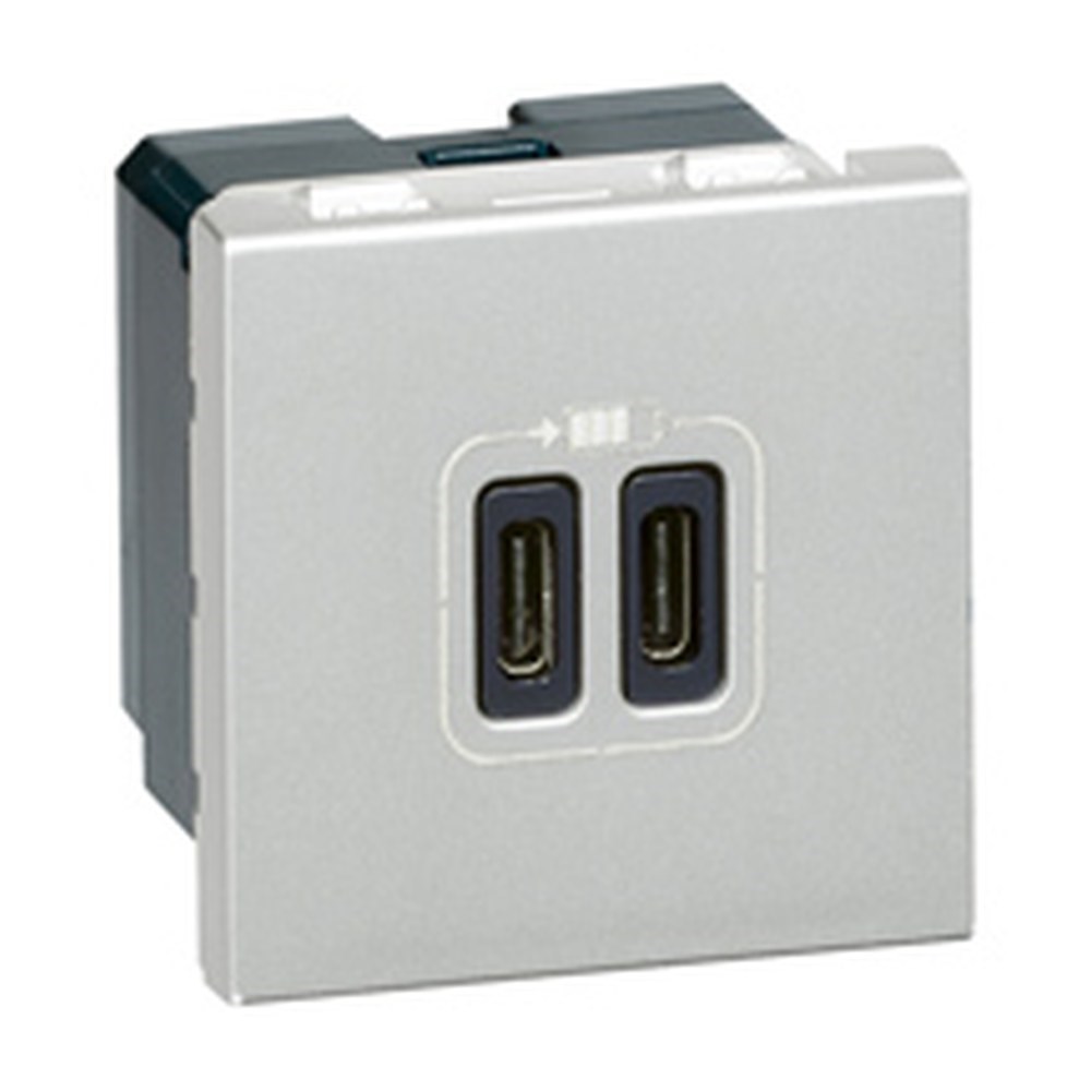 LEGRAND 079390Legrand Sistem Armada - İkili USB Priz, Telefon şarjı için, 5V, 3A, C+C Tipi - AlüminyumLegrand Sistem Armada - İkili USB Priz, Telefon şarjı için{ubercoelektromarket}