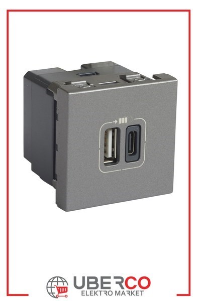 LEGRAND 079392Legrand Sistem Armada - İkili USB Priz, Telefon şarjı için, 5V, 3A, A+C Tipi - AlüminyumLegrand Sistem Armada - İkili USB Priz, Telefon şarjı için{ubercoelektromarket}