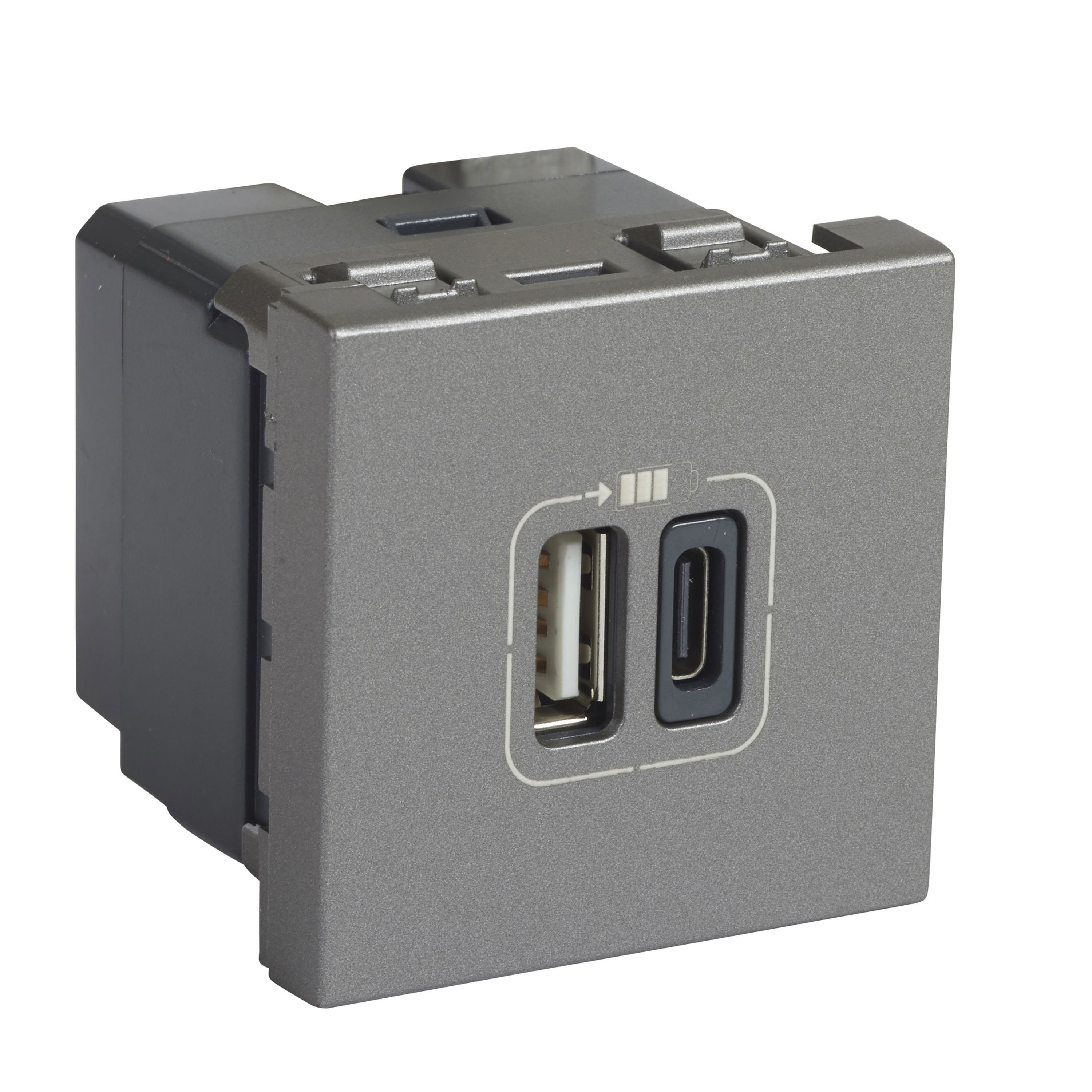 LEGRAND 079392Legrand Sistem Armada - İkili USB Priz, Telefon şarjı için, 5V, 3A, A+C Tipi - AlüminyumLegrand Sistem Armada - İkili USB Priz, Telefon şarjı için{ubercoelektromarket}