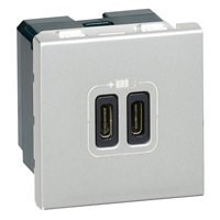 LEGRAND 079390Legrand Sistem Armada - İkili USB Priz, Telefon şarjı için, 5V, 3A, C+C Tipi - AlüminyumLegrand Sistem Armada - İkili USB Priz, Telefon şarjı için{ubercoelektromarket}