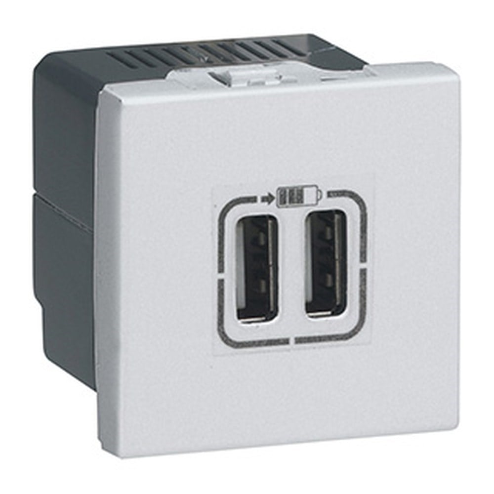 LEGRAND 079394Legrand Sistem Armada - İkili USB prizi, telefon şarjı için, 5V, 2,4A, A Tipi - AlüminyumLegrand Sistem Armada - İkili USB prizi, telefon şarjı{ubercoelektromarket}