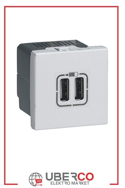 LEGRAND 079394Legrand Sistem Armada - İkili USB prizi, telefon şarjı için, 5V, 2,4A, A Tipi - AlüminyumLegrand Sistem Armada - İkili USB prizi, telefon şarjı{ubercoelektromarket}