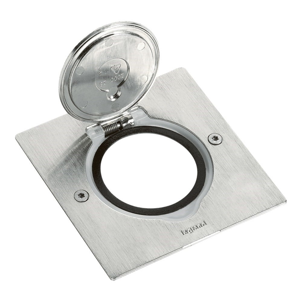 LEGRAND 089700Legrand Paslanmaz çelik IP44 IK08 korumalı donatılabilir tekli kare döşeme priziLegrand Tekli, kare{ubercoelektromarket}