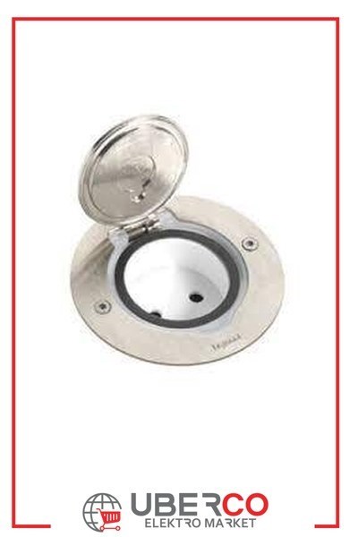 LEGRAND 089701Legrand Paslanmaz çelik IP44 IK08 korumalı donatılabilir tekli yuvarlak döşeme priziLegrand Tekli, yuvarlak{ubercoelektromarket}