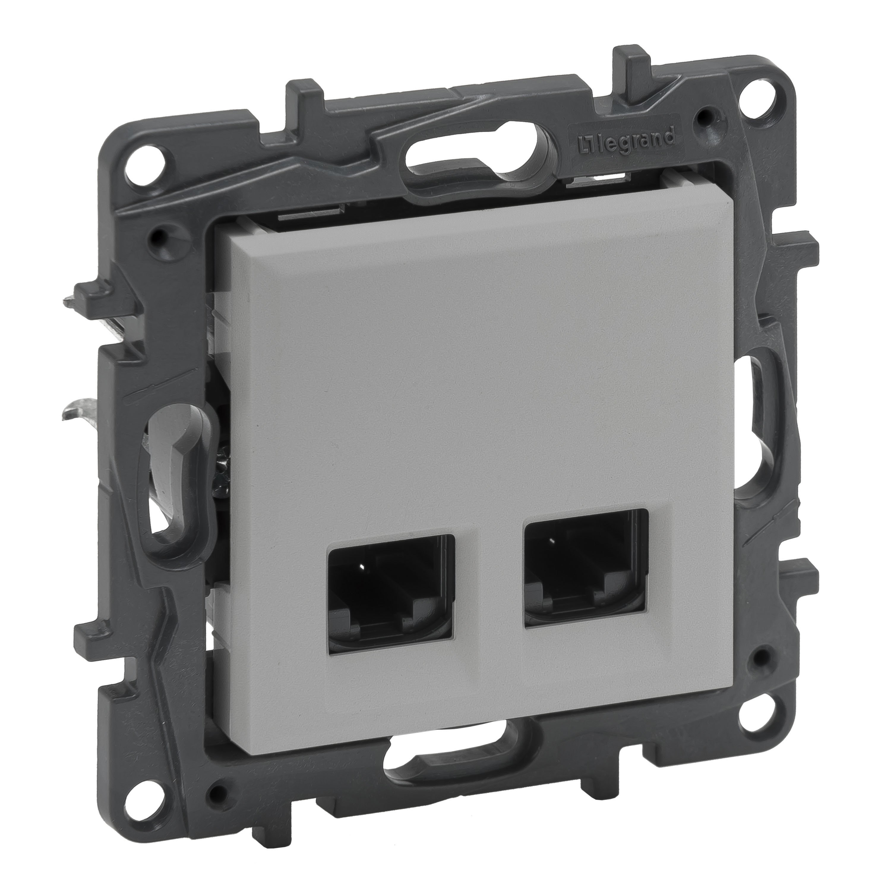 LEGRAND 768240Legrand Telefon ve Data Prizleri - 2xRJ45 priz, Cat6 UTP - AlüminyumLegrand Telefon ve Data Prizleri - 2xRJ45 priz, Cat6 UTP{ubercoelektromarket}