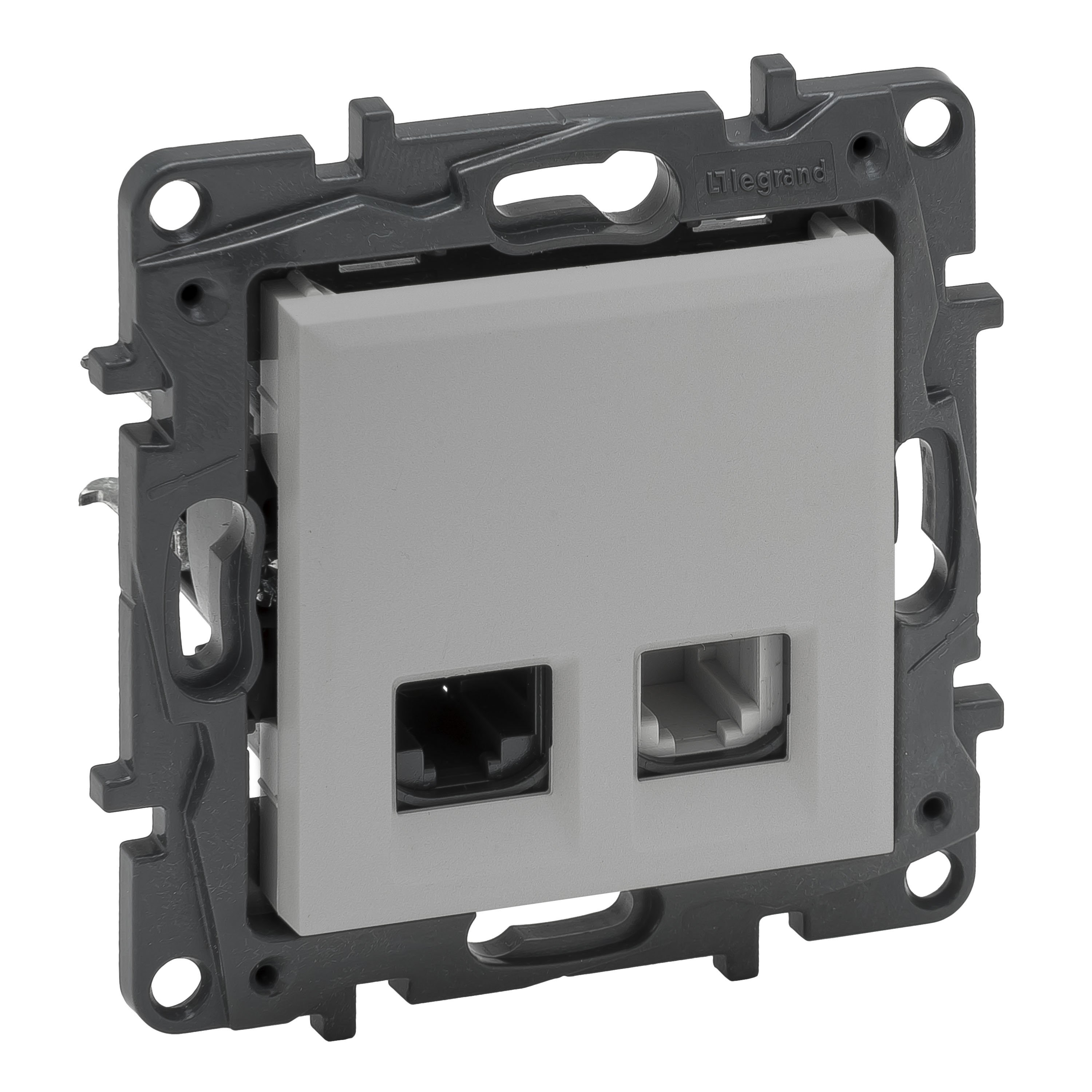 LEGRAND 768237Legrand Telefon ve Data Prizleri - RJ11 + RJ45 priz, Cat5e UTP - AlüminyumLegrand Telefon ve Data Prizleri - RJ11 + RJ45 priz, Cat5e{ubercoelektromarket}