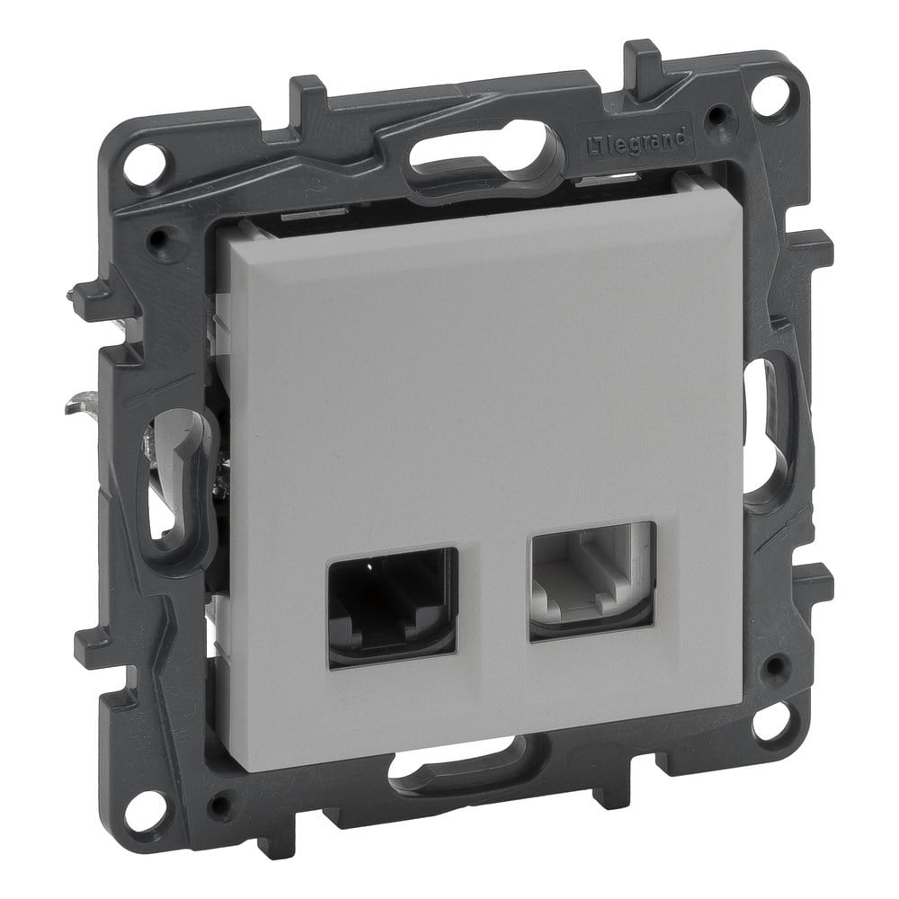 LEGRAND 768237Legrand Telefon ve Data Prizleri - RJ11 + RJ45 priz, Cat5e UTP - AlüminyumLegrand Telefon ve Data Prizleri - RJ11 + RJ45 priz, Cat5e{ubercoelektromarket}