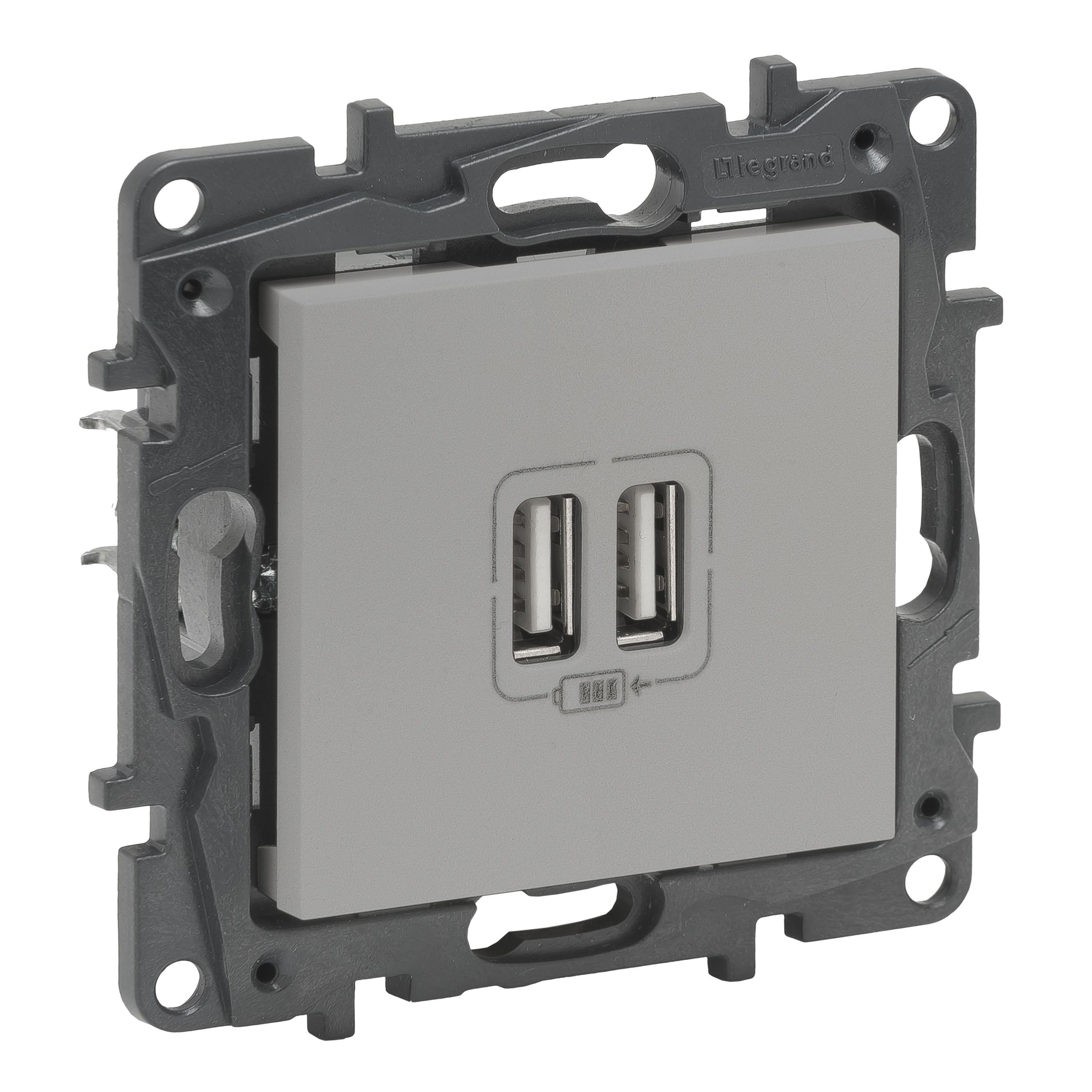 LEGRAND 768294Legrand USB Şarj Prizi - İkili USB şarj prizi, 2400mA - AlüminyumLegrand USB Şarj Prizi - İkili USB şarj prizi, 2400mA{ubercoelektromarket}