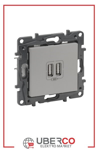 LEGRAND 768294Legrand USB Şarj Prizi - İkili USB şarj prizi, 2400mA - AlüminyumLegrand USB Şarj Prizi - İkili USB şarj prizi, 2400mA{ubercoelektromarket}