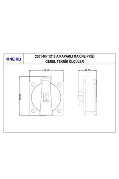 Nead 1X16A Kapaklı Makina Prizi